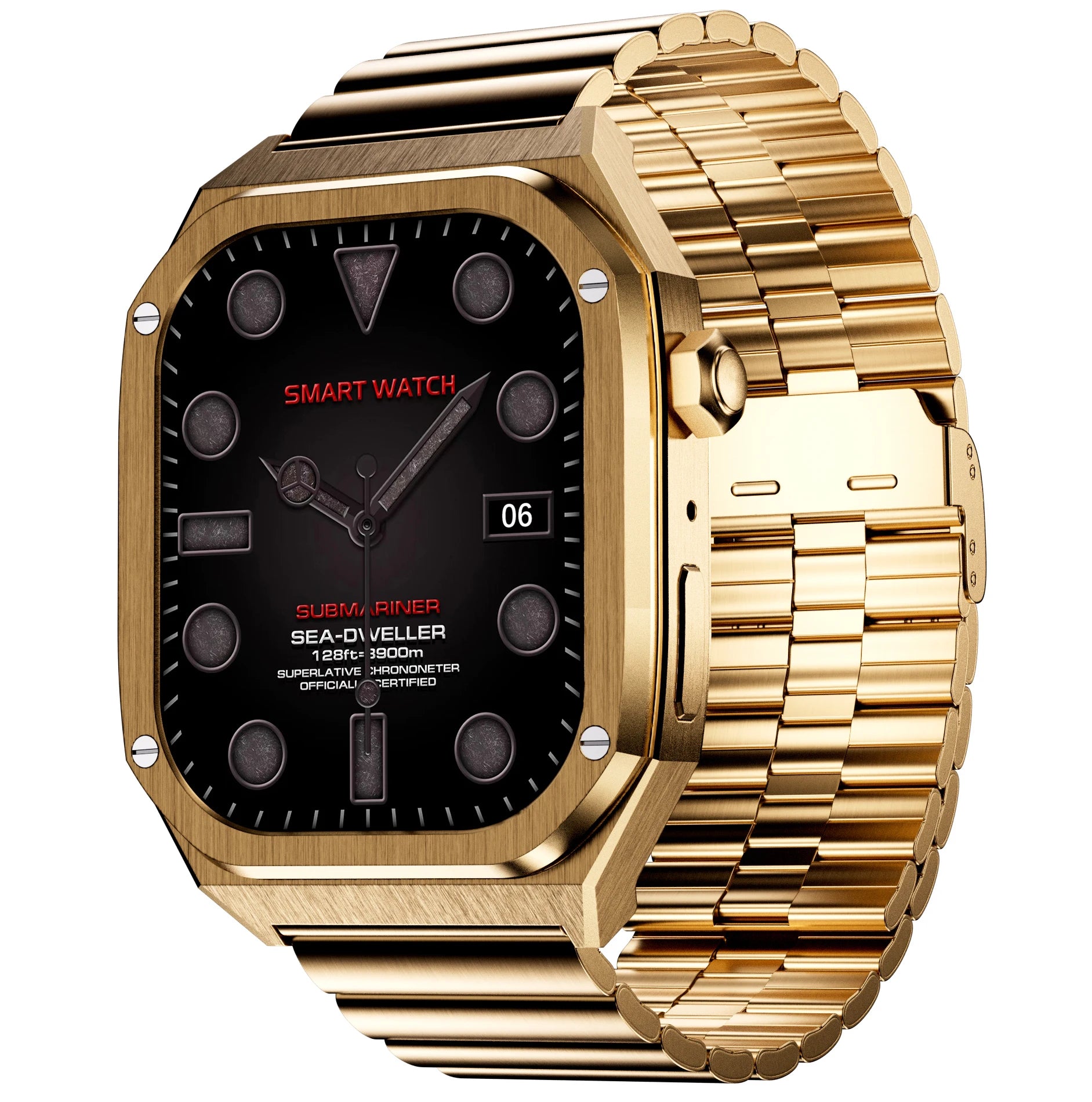 Smartwatch with a 1.96-inch screen, showcasing IP68 waterproof and ECG features.


