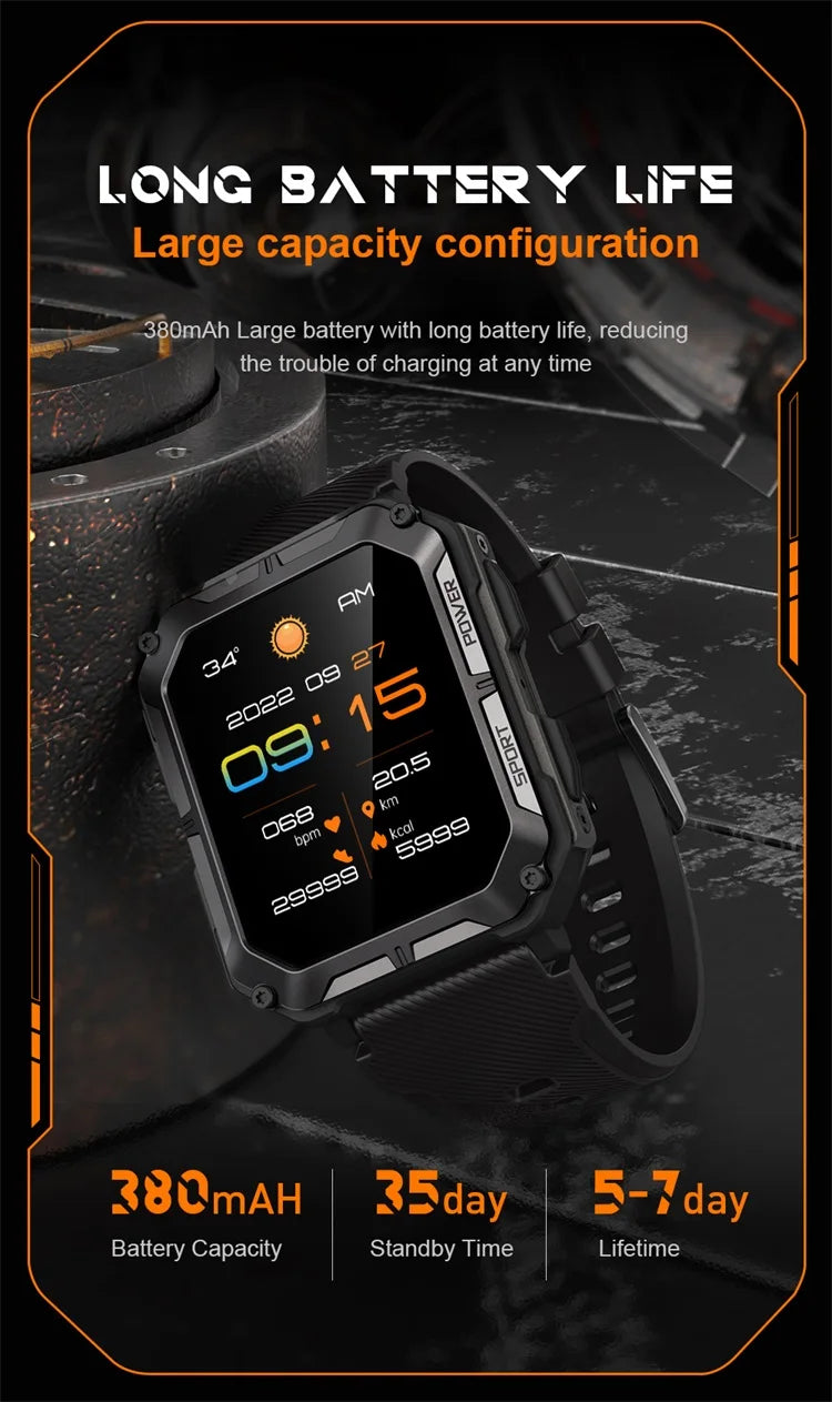 A rugged outdoor smartwatch featuring sport tracking and water resistance, perfect for adventures.

