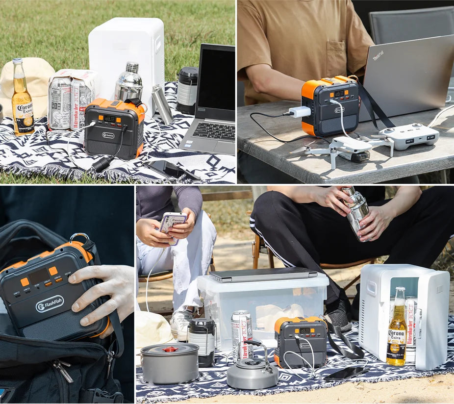Compact Flashfish A101 Mini Power Station with 120W output, ideal for outdoor and emergency use