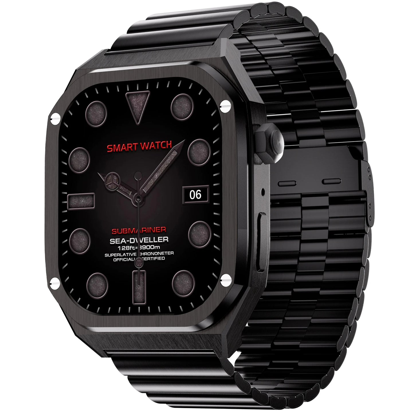 Smartwatch with a 1.96-inch screen, showcasing IP68 waterproof and ECG features.

