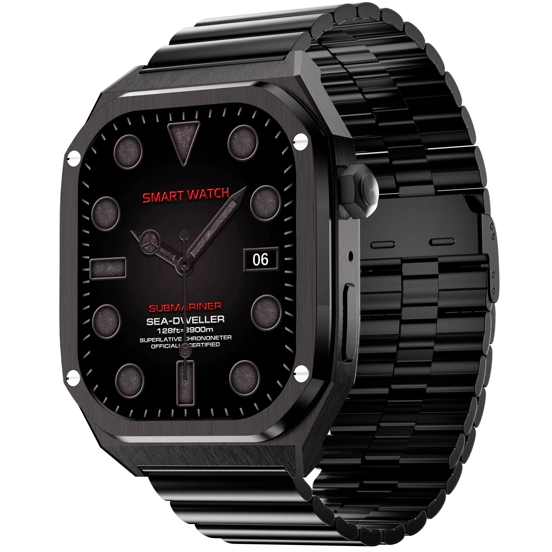 Smartwatch with a 1.96-inch screen, showcasing IP68 waterproof and ECG features.

