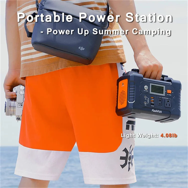 Compact portable power station with 151Wh capacity, 200W output, and versatile charging ports.

