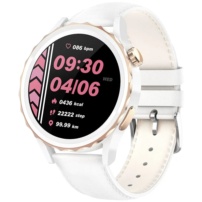 Valdus women’s smartwatch featuring IP68 waterproofing, AI voice assistance, and an elegant design.

