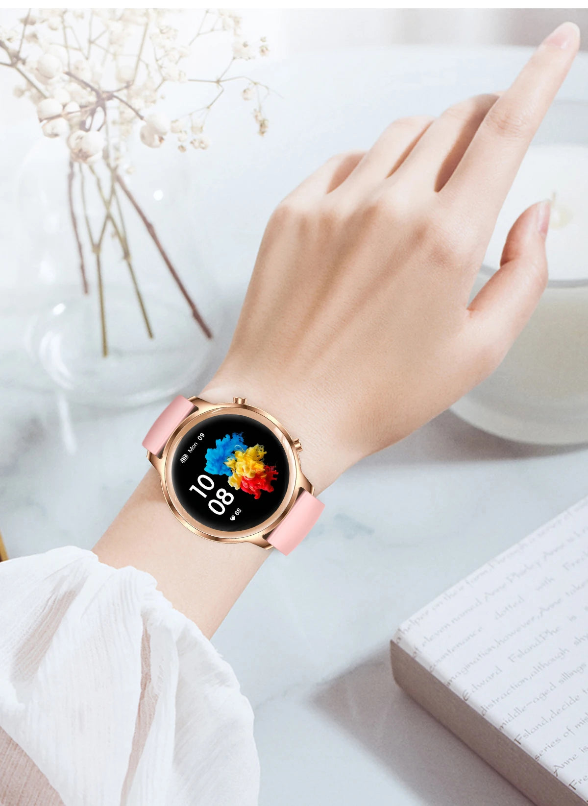 Smartwatch with a high-resolution screen, fitness tracking, and a stylish design.


