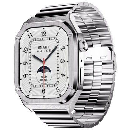 Smartwatch with a 1.96-inch screen, showcasing IP68 waterproof and ECG features.

