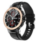 Stylish E19 smartwatch with a round dial, showcasing its waterproof feature and modern design.

