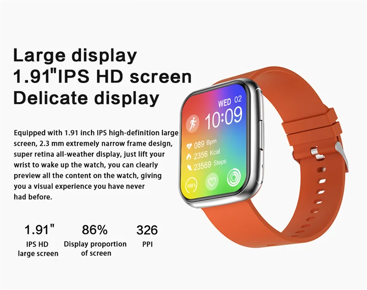 A stylish 1.8-inch smartwatch featuring a high-definition display and advanced tracking features.

