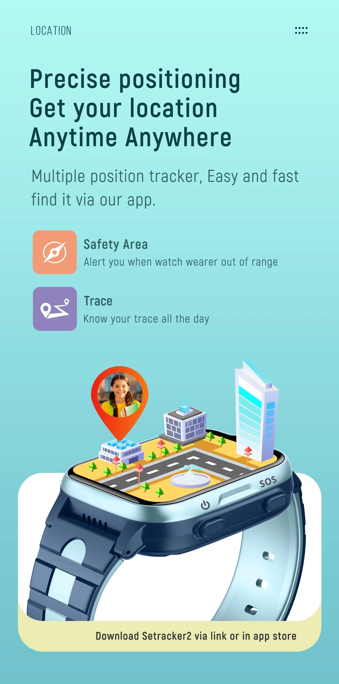 Valdus K15 smartwatch featuring IPX7 waterproofing, GPS location tracking, and fitness monitoring.

