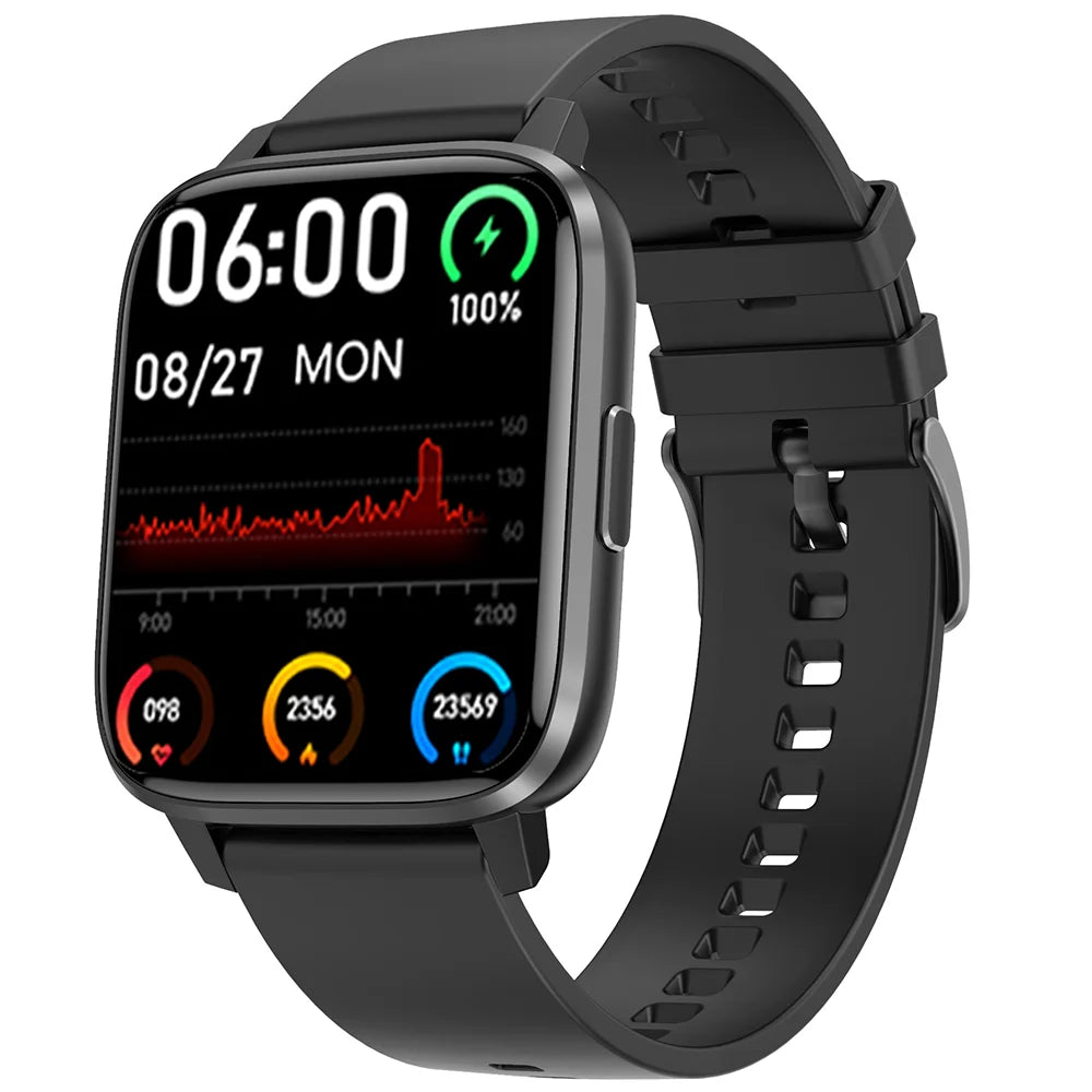 A stylish 1.9-inch smartwatch featuring Wearpro technology, NFC capabilities, and fitness tracking features.

